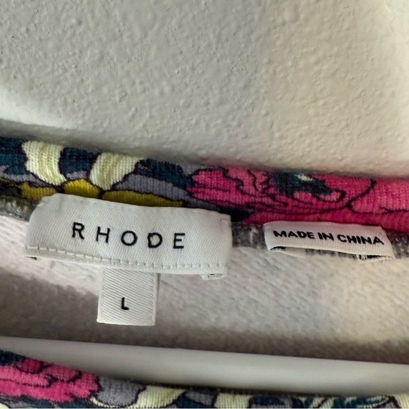 RHODE Floral Simone Crop Sweatshirt Pink Yellow Grey Women’s Size Large - Picture 3 of 6